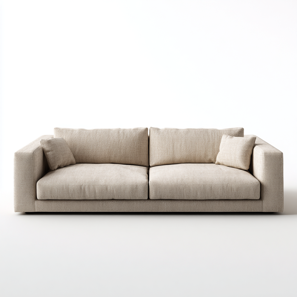 Canapé 3 places en tissu 210x90x85 cm - beige - pour salon - design minimaliste contemporain-Homelyio