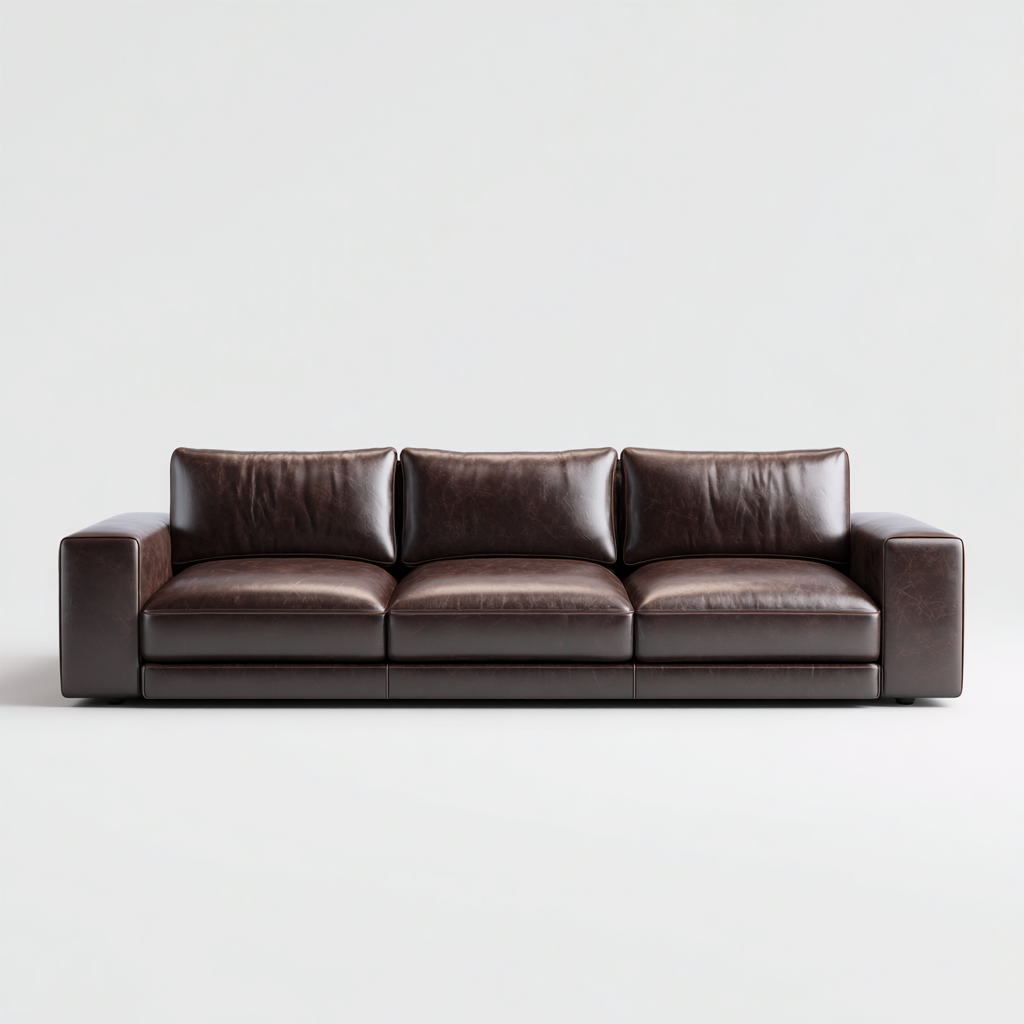 Canapé 3 places en cuir véritable 225x95x85 cm - brun foncé - design moderne pour salon-Homelyio