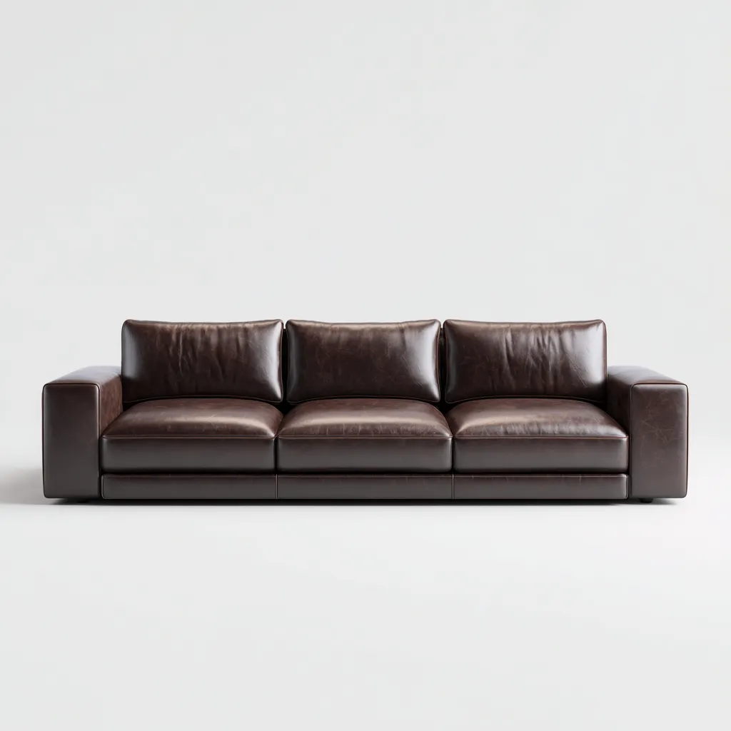 Canapé 3 places en cuir véritable 225x95x85 cm - brun foncé - design moderne pour salon-Homelyio