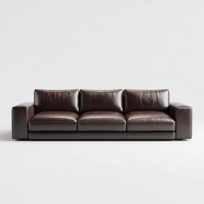Canapé 3 places en cuir véritable 225x95x85 cm - brun foncé - design moderne pour salon-Homelyio
