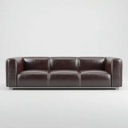 Canapé 3 places en cuir véritable 226x95x82 cm - marron foncé - base basse style contemporain pour salon-Homelyio