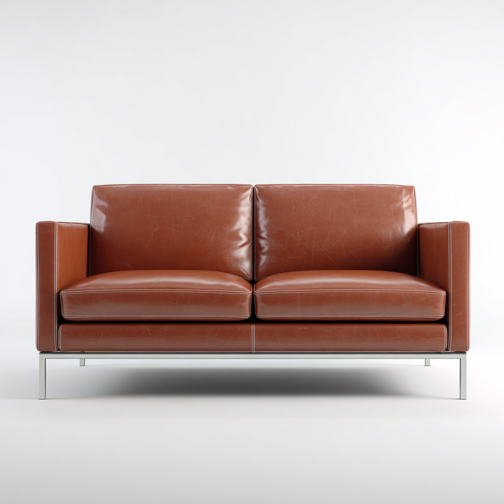 Canapé 2 places en cuir véritable 160x85x80 cm - brun - pour salon - design contemporain-Homelyio