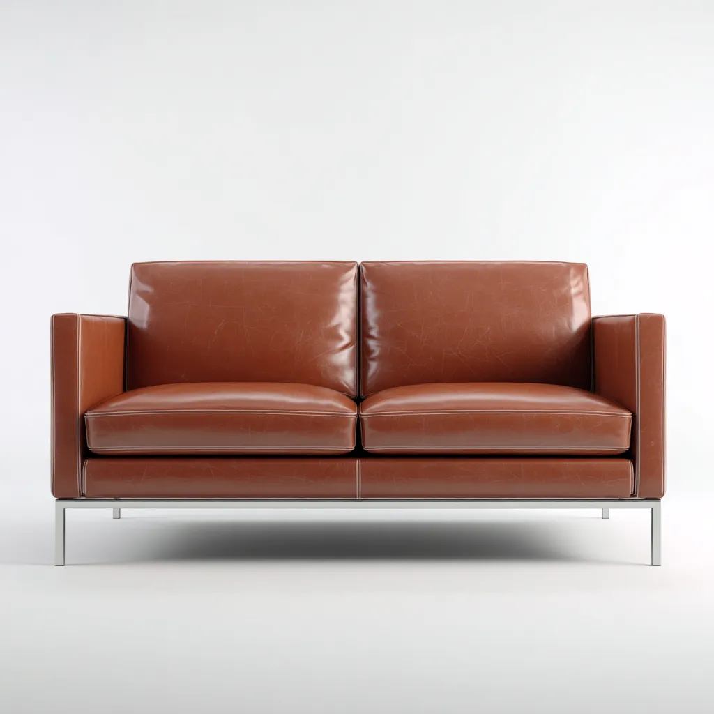 Canapé 2 places en cuir véritable 160x85x80 cm - brun - pour salon - design contemporain-Homelyio