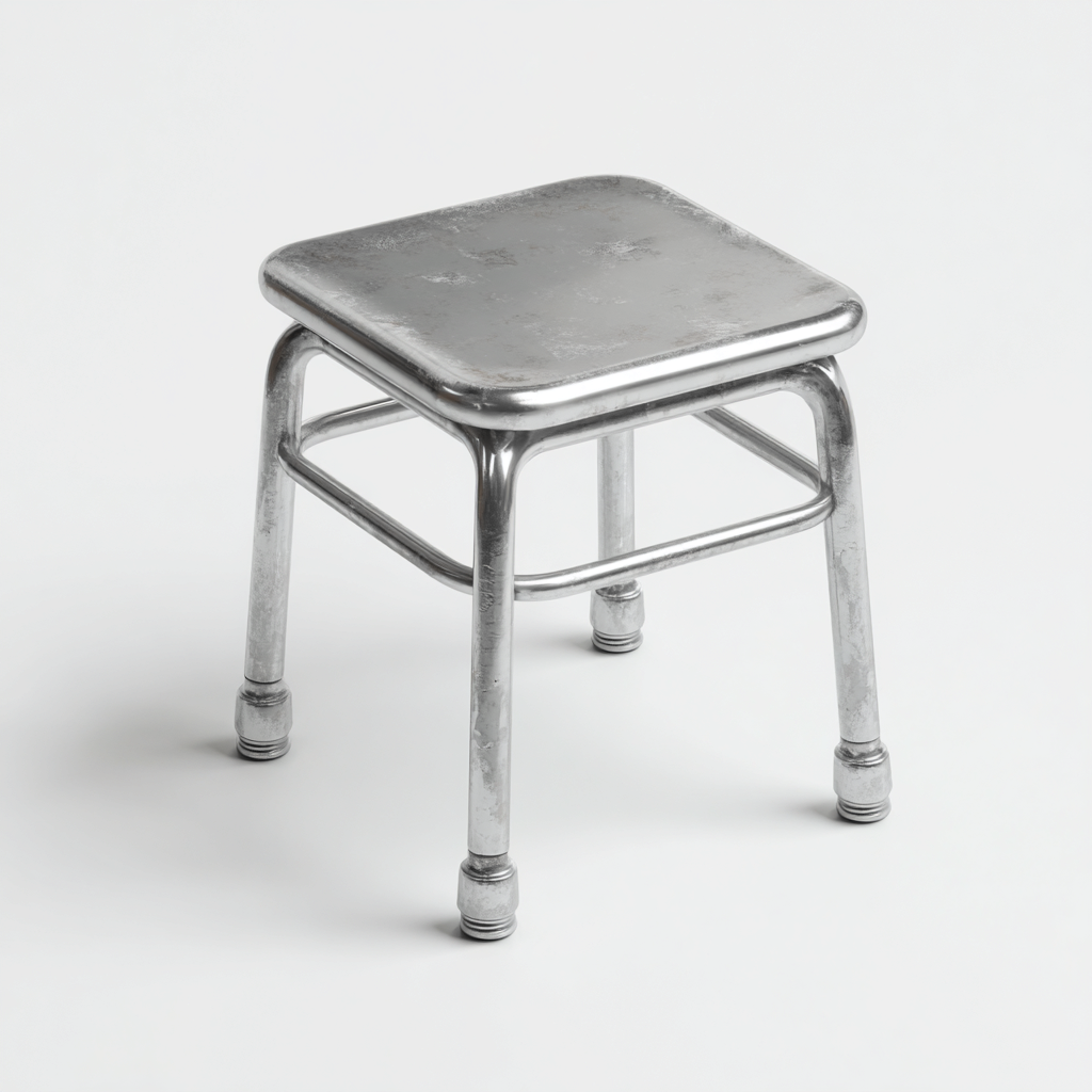 Tabouret en métal 35x35x45 cm - argent - design industriel pour salon-Homelyio