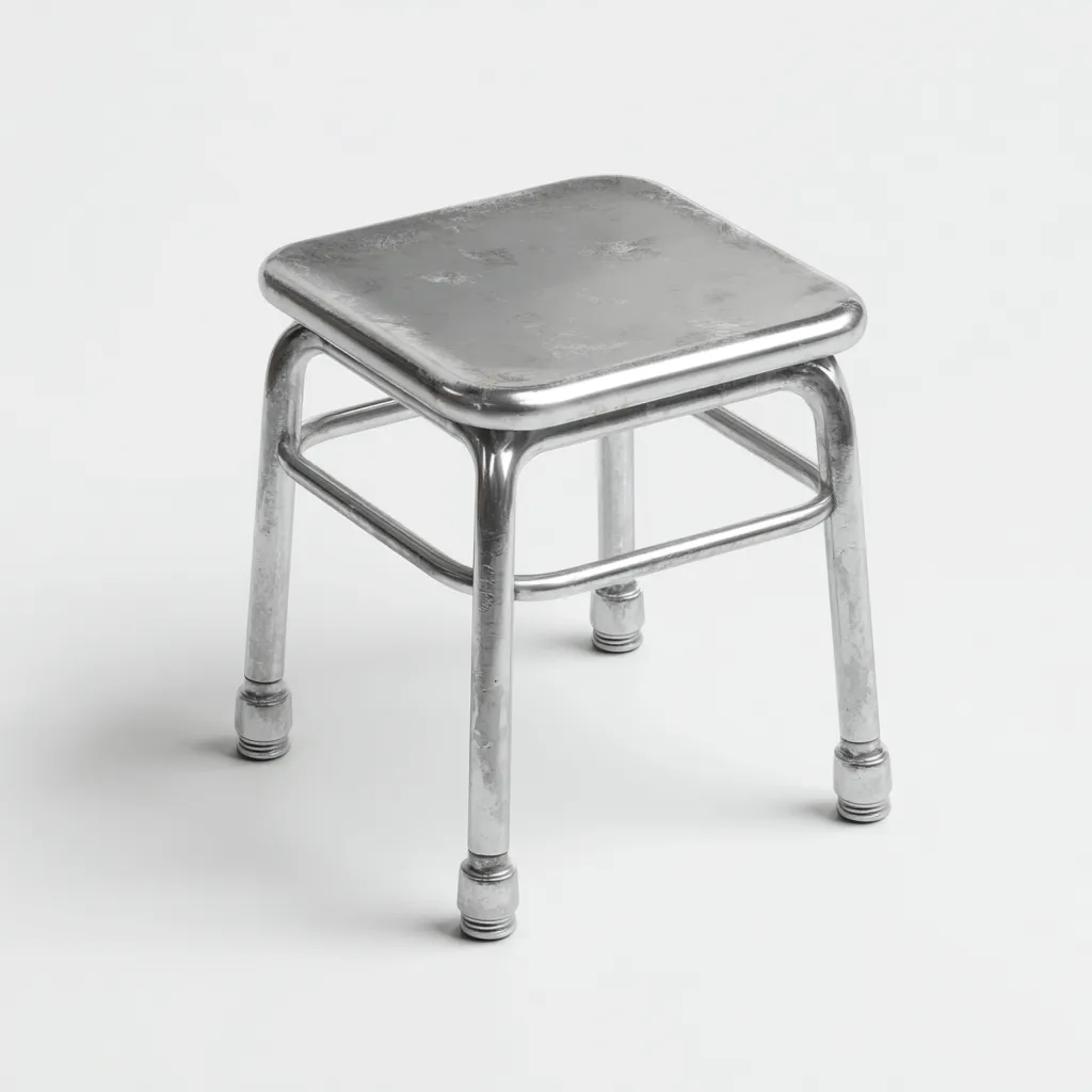 Tabouret en métal 35x35x45 cm - argent - design industriel pour salon-Homelyio