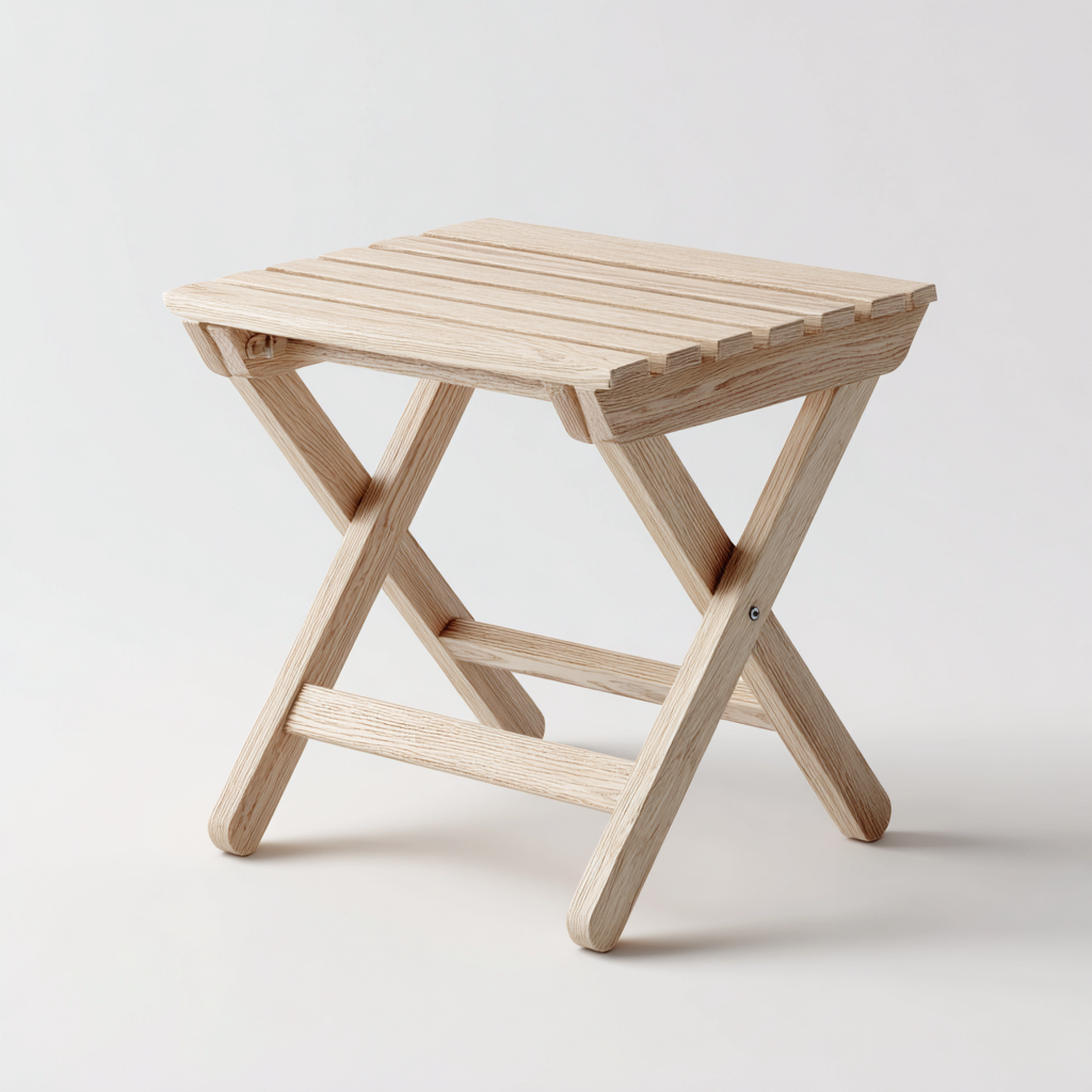 Tabouret pliant en bois 40x35x45 cm - bois clair - design pratique pour salon-Homelyio