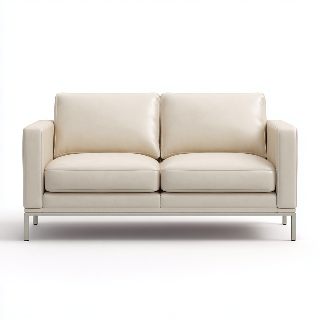 Canapé 2 places en cuir synthétique 160x90x90 cm - beige clair - style moderne pour salon-Homelyio