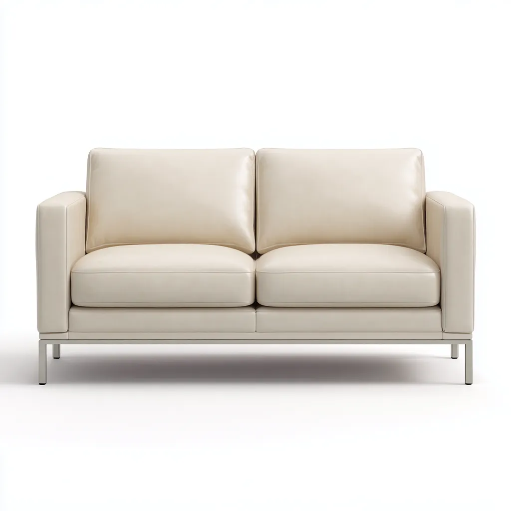 Canapé 2 places en cuir synthétique 160x90x90 cm - beige clair - style moderne pour salon-Homelyio