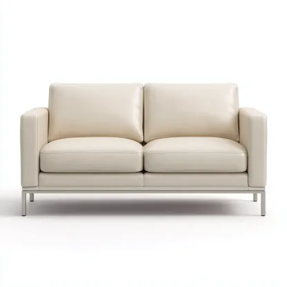 Canapé 2 places en cuir synthétique 160x90x90 cm - beige clair - style moderne pour salon-Homelyio