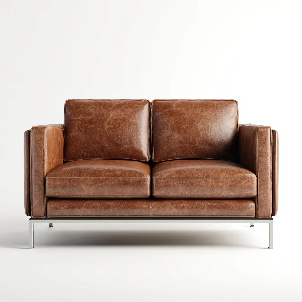 Canapé 2 places en cuir véritable 160x89x85 cm - marron - piètement en métal style moderne pour salon-Homelyio