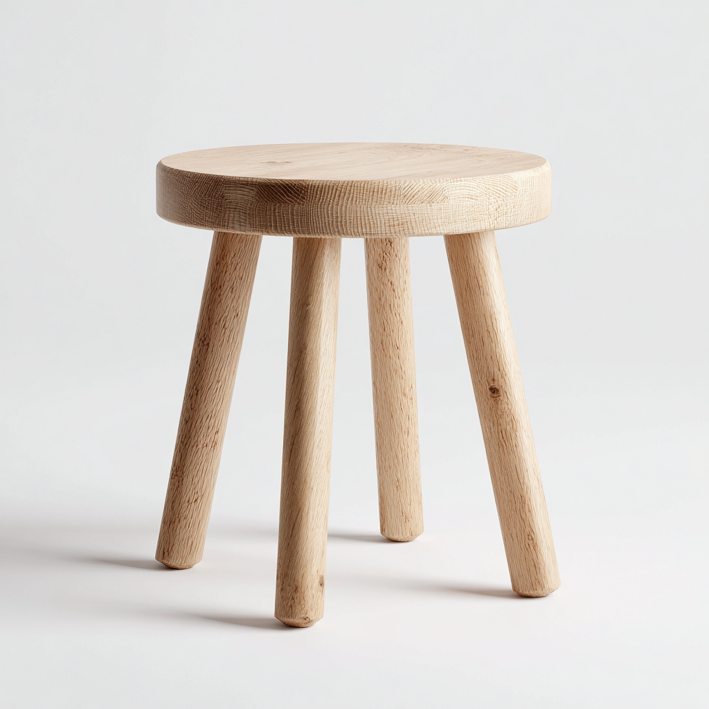 Tabouret en bois massif 35x35x45 cm - chêne clair - style minimaliste pour salon-Homelyio