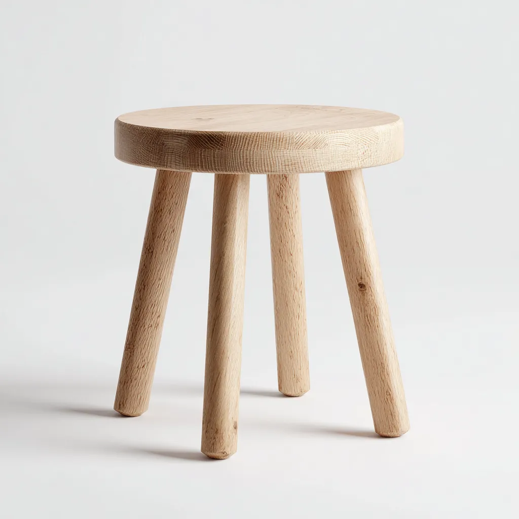 Tabouret en bois massif 35x35x45 cm - chêne clair - style minimaliste pour salon-Homelyio