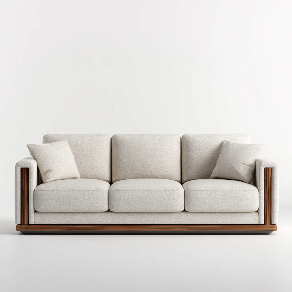 Canapé 3 places en tissu et bois 215x96x85 cm - beige clair - style moderne-Homelyio