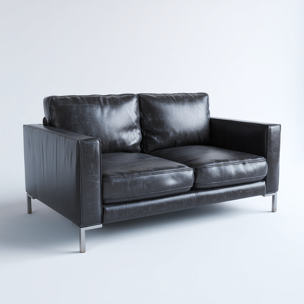 Canapé 2 places en cuir véritable 165x88x82 cm - noir - design contemporain pour salon-Homelyio