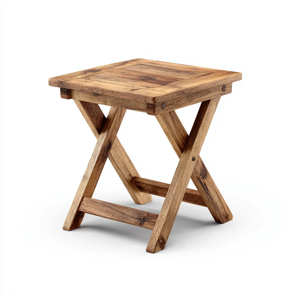 Tabouret pliant en bois naturel 40x40x45 cm - design rustique - pour salon-Homelyio