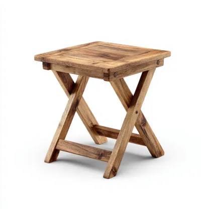 Tabouret pliant en bois naturel 40x40x45 cm - design rustique - pour salon-Homelyio