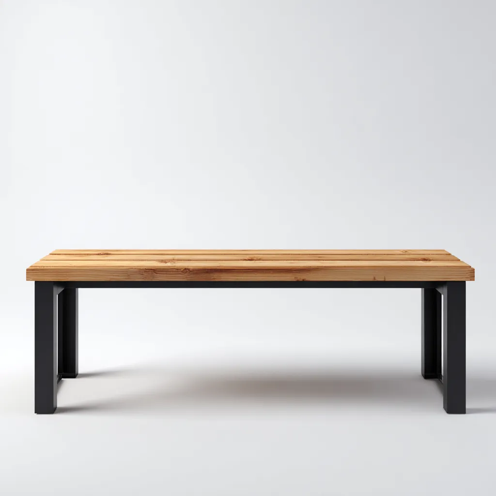 Banc de jardin en bois et métal 165x38x45 cm - chêne moyen/noir - style industriel-Homelyio