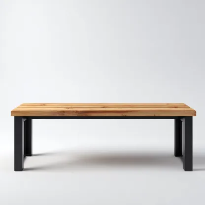 Banc de jardin en bois et métal 165x38x45 cm - chêne moyen/noir - style industriel-Homelyio