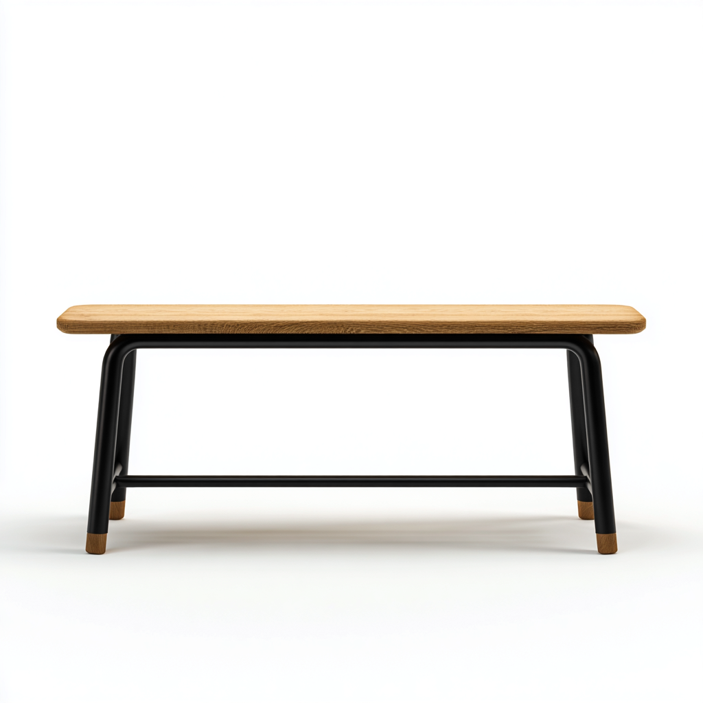 Banc de jardin en bois et métal 165x40x45 cm - chêne clair/noir - style industriel-Homelyio