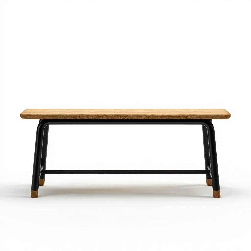 Banc de jardin en bois et métal 165x40x45 cm - chêne clair/noir - style industriel-Homelyio