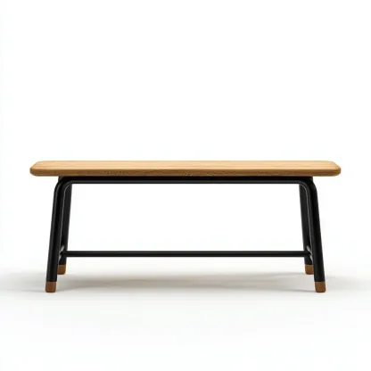 Banc de jardin en bois et métal 165x40x45 cm - chêne clair/noir - style industriel-Homelyio