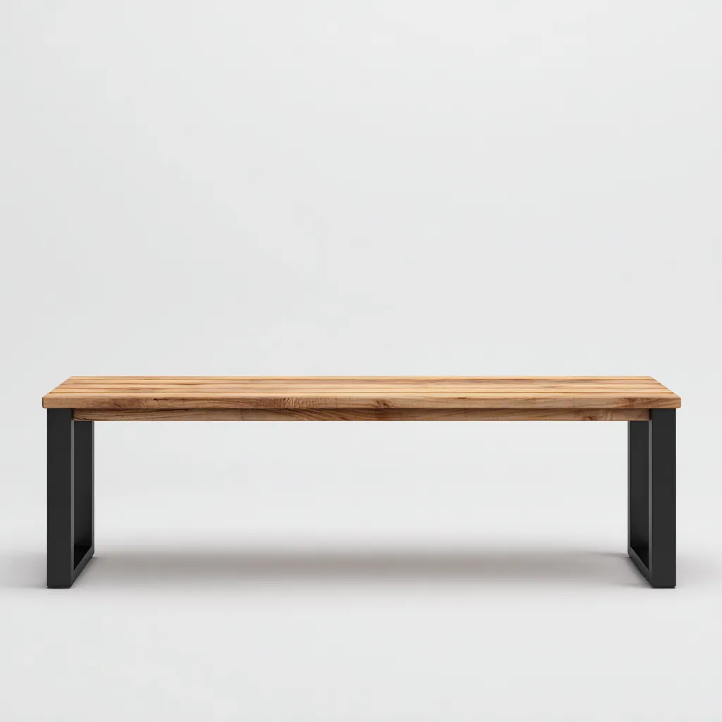 Banc de jardin en bois et métal 170x40x45 cm - chêne et noir - style industriel-Homelyio