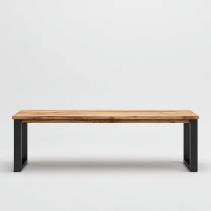 Banc de jardin en bois et métal 170x40x45 cm - chêne et noir - style industriel-Homelyio