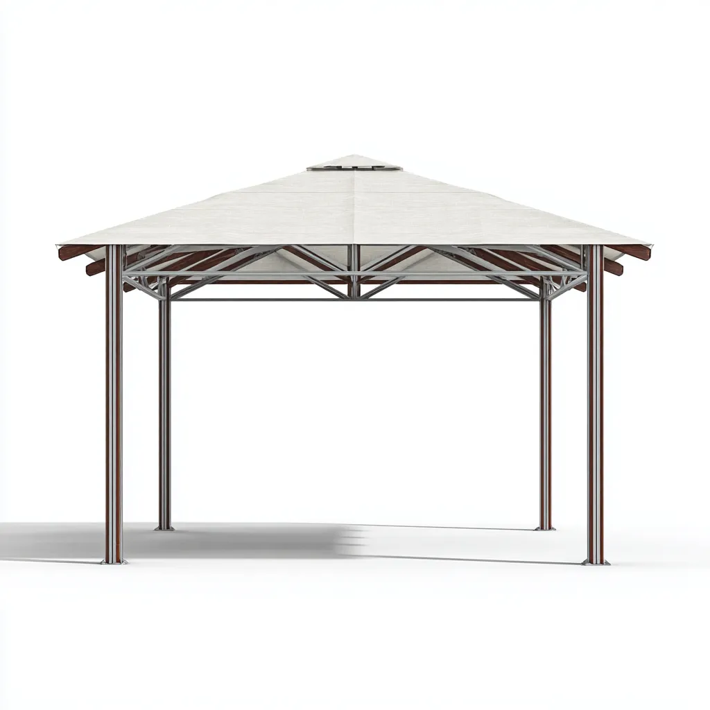 Tonnelle de jardin en acier avec toit en toile imperméable 350x350x290 cm - gris clair - structure stable et résistante aux intempéries-Homelyio