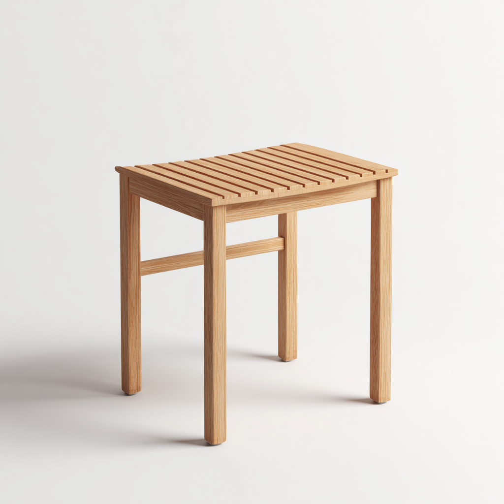 Tabouret rectangulaire en bois 40x30x45 cm - chêne clair - style naturel-Homelyio