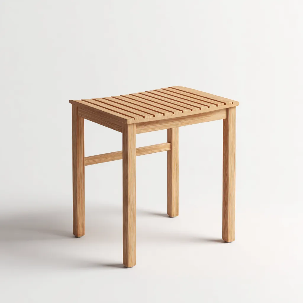 Tabouret rectangulaire en bois 40x30x45 cm - chêne clair - style naturel-Homelyio