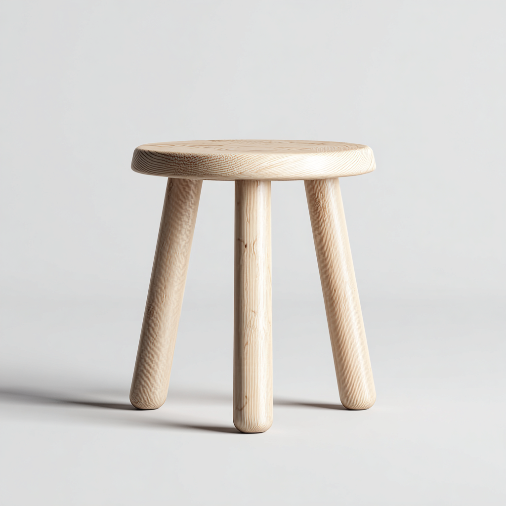 Tabouret rond en bois massif 32x32x45 cm - bois clair - design scandinave pour salon-Homelyio