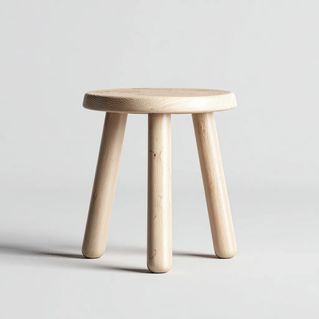 Tabouret rond en bois massif 32x32x45 cm - bois clair - design scandinave pour salon-Homelyio