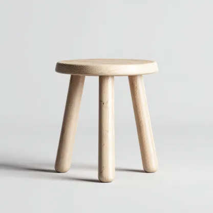 Tabouret rond en bois massif 32x32x45 cm - bois clair - design scandinave pour salon-Homelyio