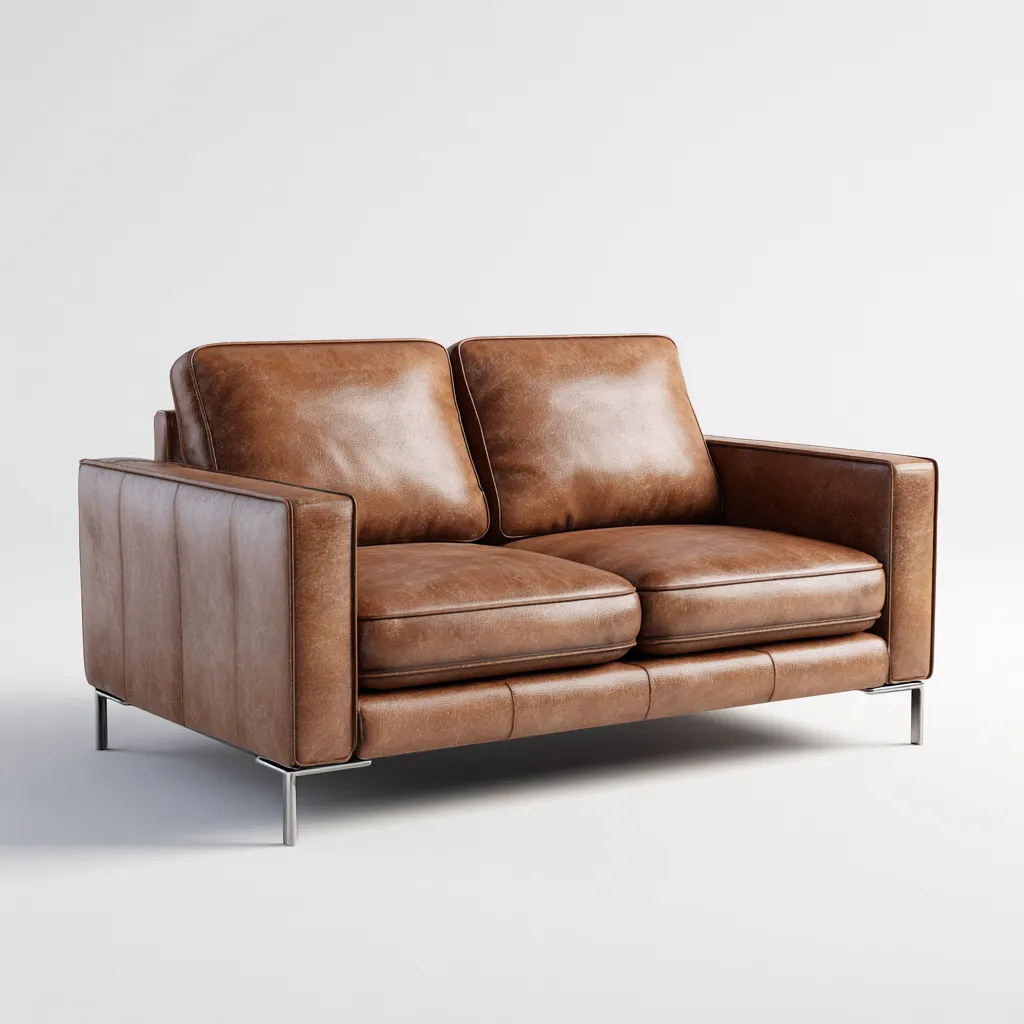 Canapé 2 places en cuir véritable 165x90x85 cm - brun - design moderne pour salon-Homelyio