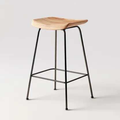 Tabouret en bois et métal 45x45x75 cm - bois clair/noir - style moderne pour salon-Homelyio