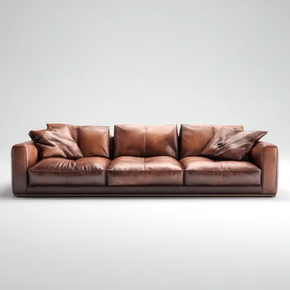 Canapé 3 places en cuir véritable 225x95x86 cm - marron foncé - base en bois style contemporain pour salon-Homelyio