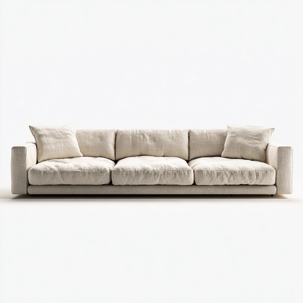 Canapé 3 places en tissu 210x95x85 cm - beige - pour salon - design moderne confortable-Homelyio