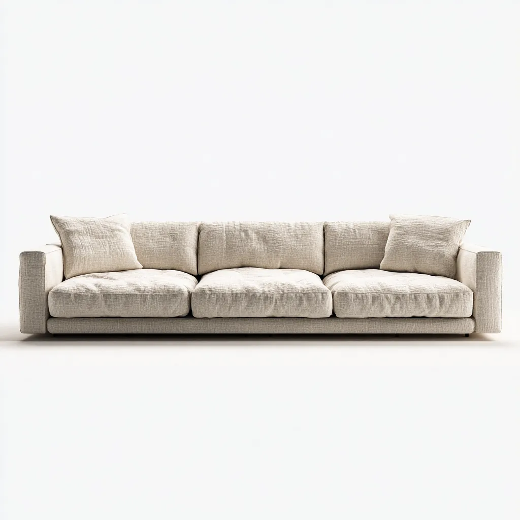 Canapé 3 places en tissu 210x95x85 cm - beige - pour salon - design moderne confortable-Homelyio