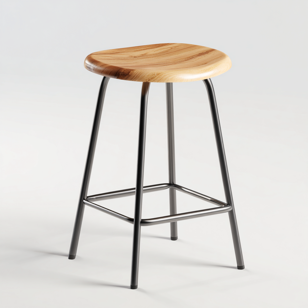 Tabouret en bois et métal 42x42x70 cm - chêne naturel/noir - style contemporain-Homelyio