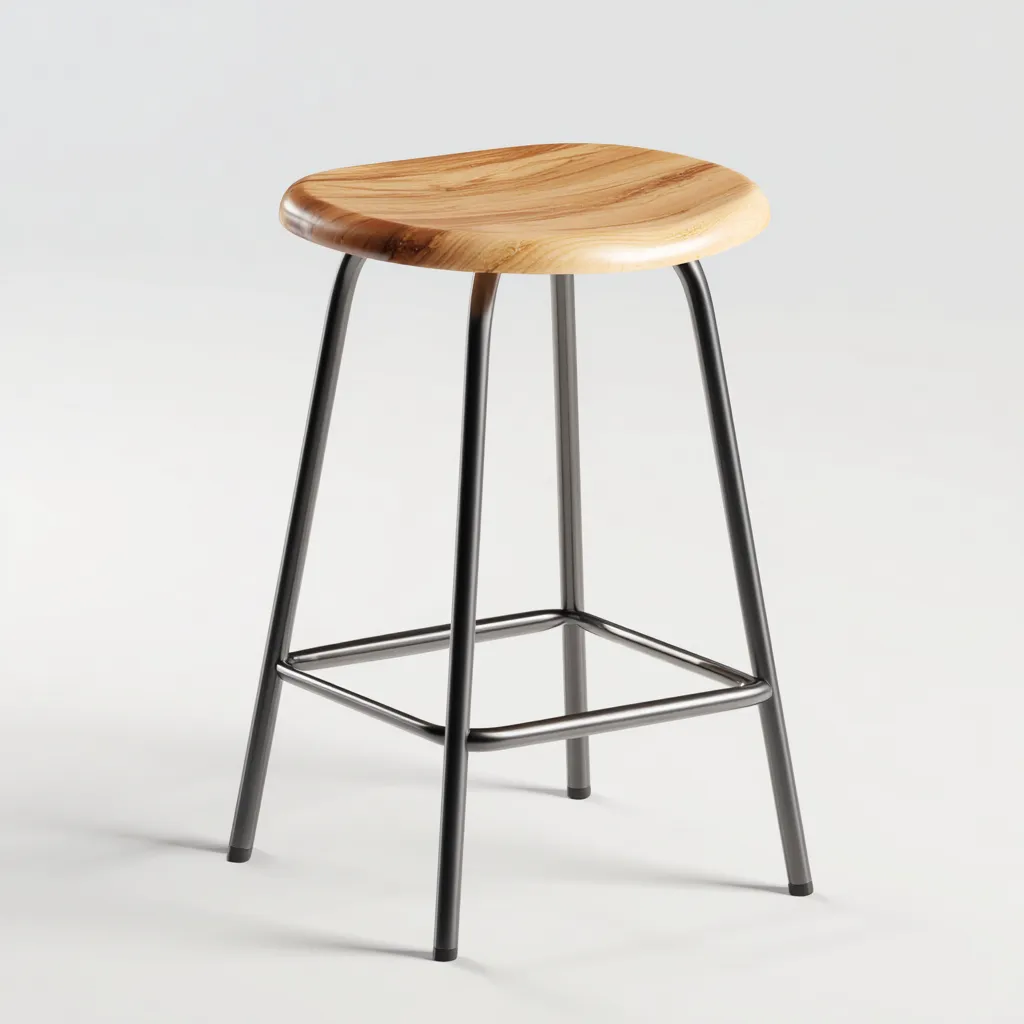 Tabouret en bois et métal 42x42x70 cm - chêne naturel/noir - style contemporain-Homelyio