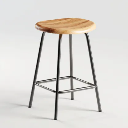 Tabouret en bois et métal 42x42x70 cm - chêne naturel/noir - style contemporain-Homelyio