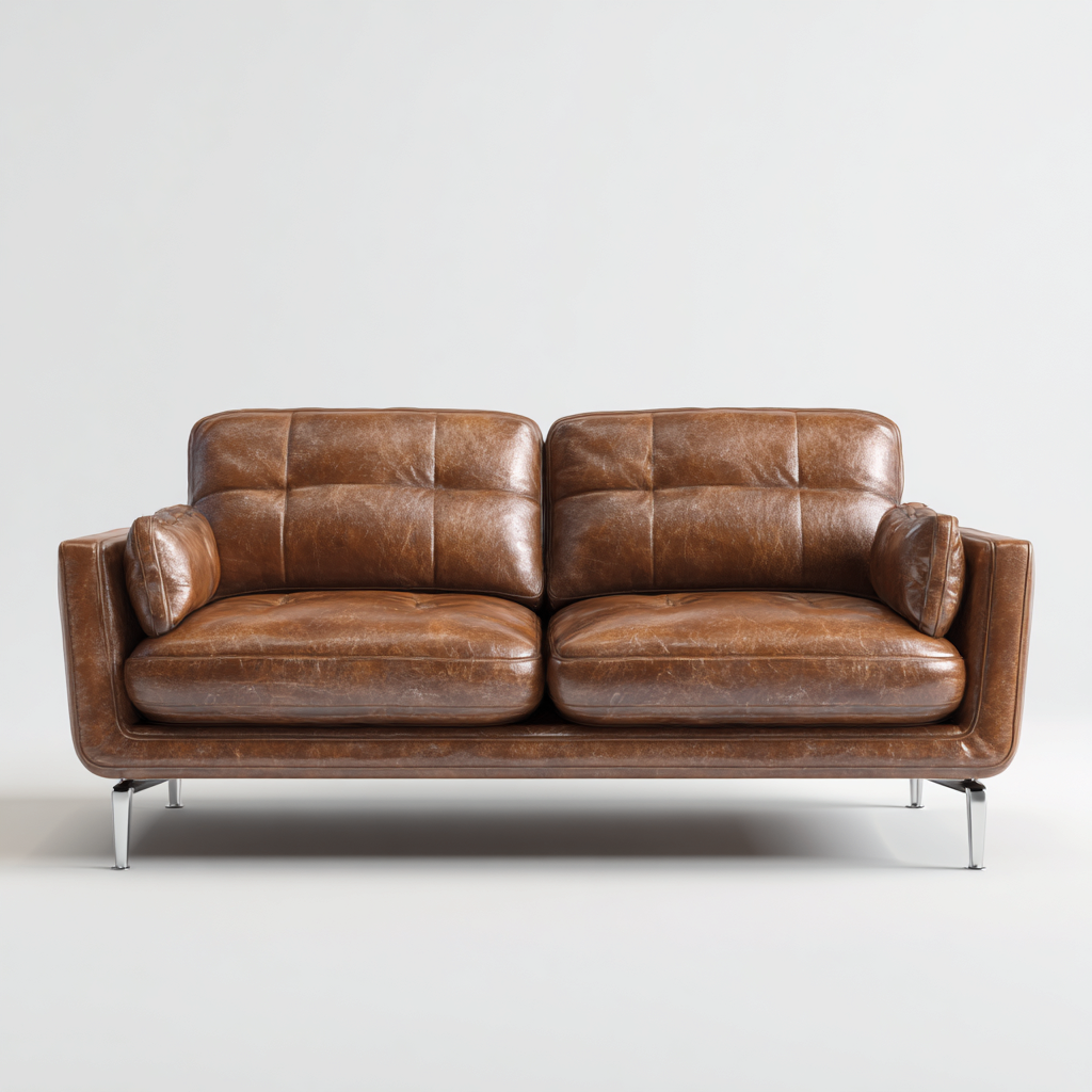 Canapé 2 places en cuir véritable 175x90x85 cm - marron - style contemporain pour salon-Homelyio