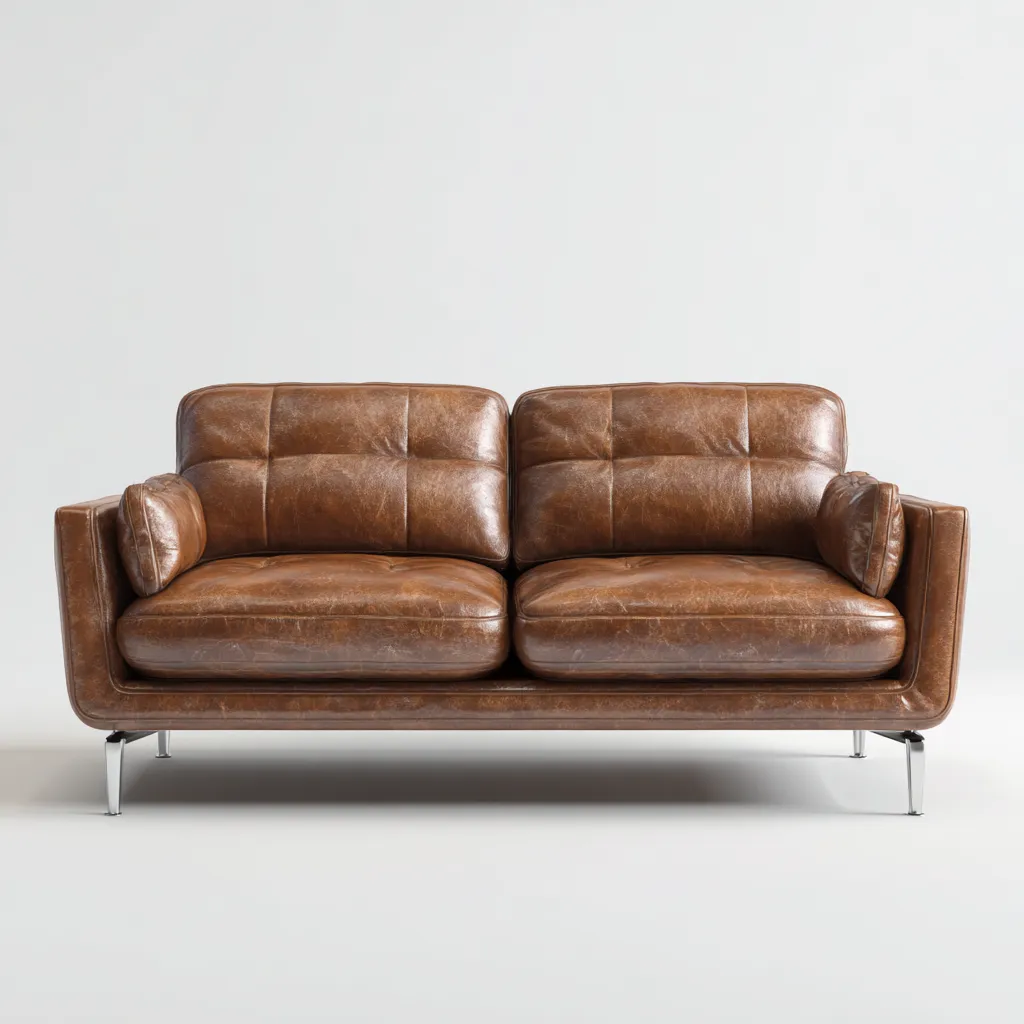 Canapé 2 places en cuir véritable 175x90x85 cm - marron - style contemporain pour salon-Homelyio