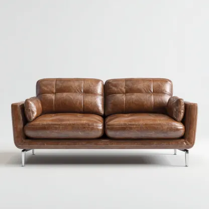 Canapé 2 places en cuir véritable 175x90x85 cm - marron - style contemporain pour salon-Homelyio