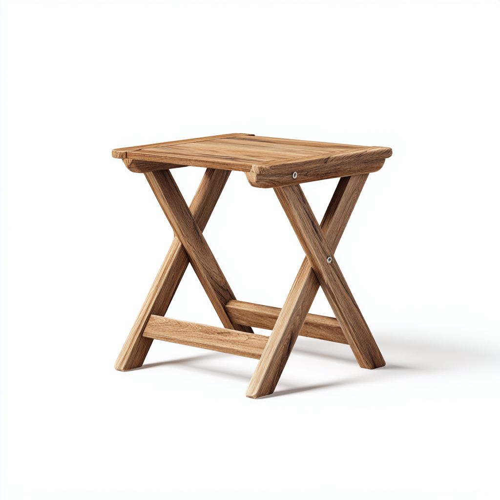 Tabouret pliant en bois 40x35x45 cm - chêne - design naturel pour salon-Homelyio