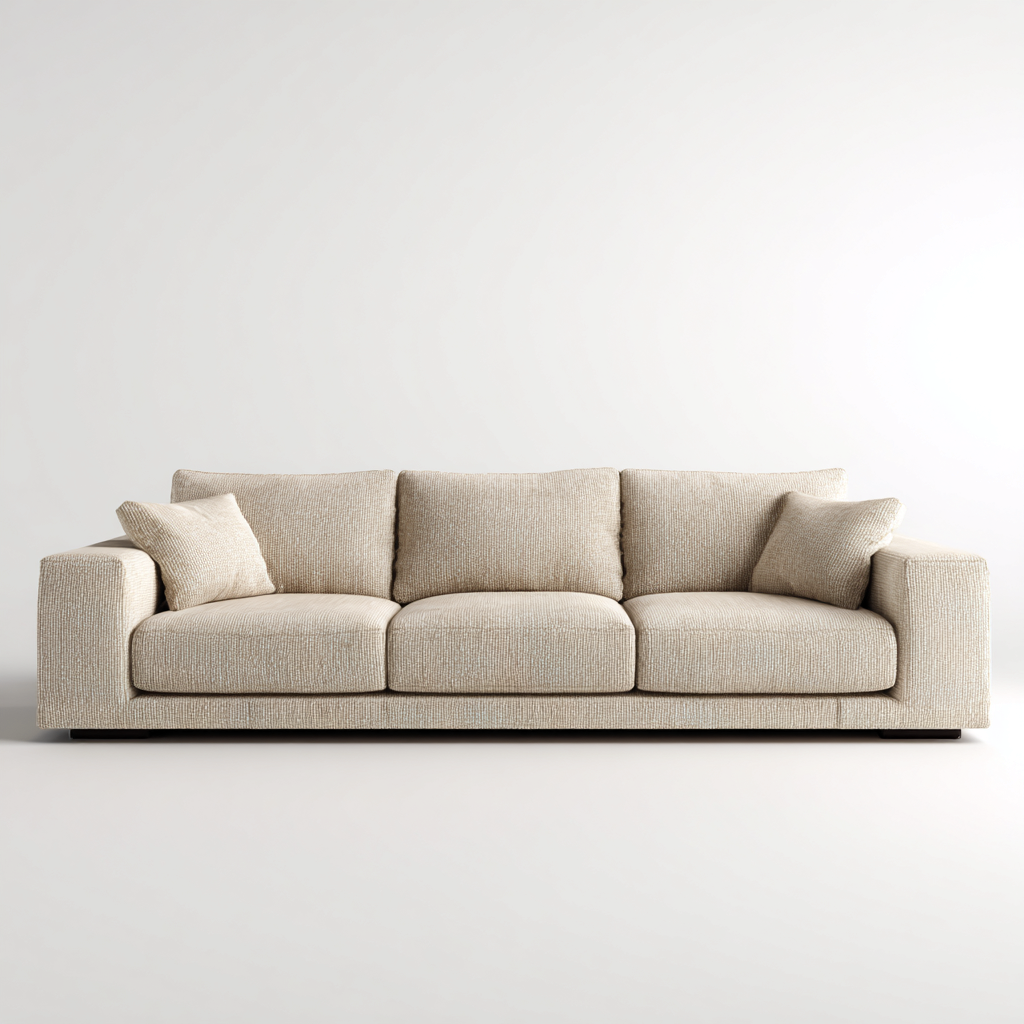 Canapé 3 places en tissu 218x95x85 cm - beige - style contemporain pour salon-Homelyio
