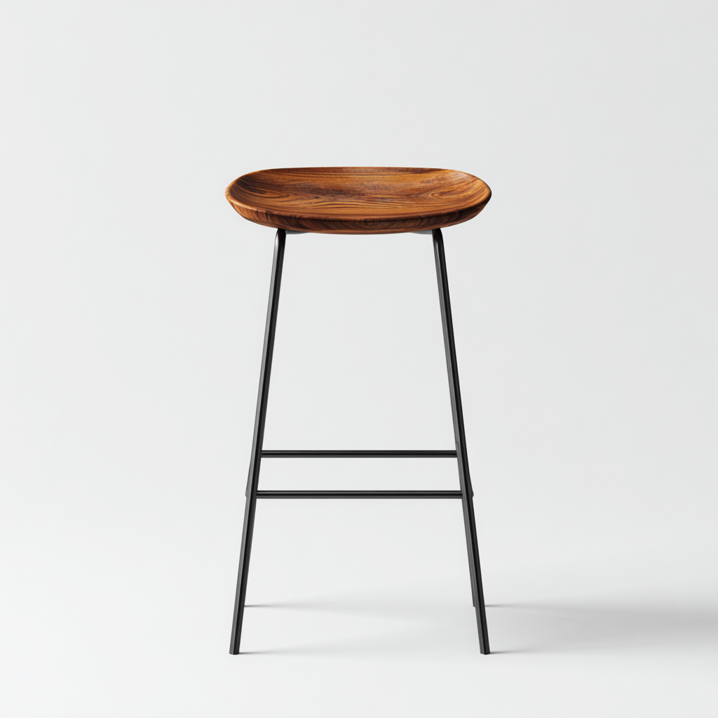 Tabouret en bois et métal 42x42x75 cm - noyer/noir - design moderne pour salon-Homelyio