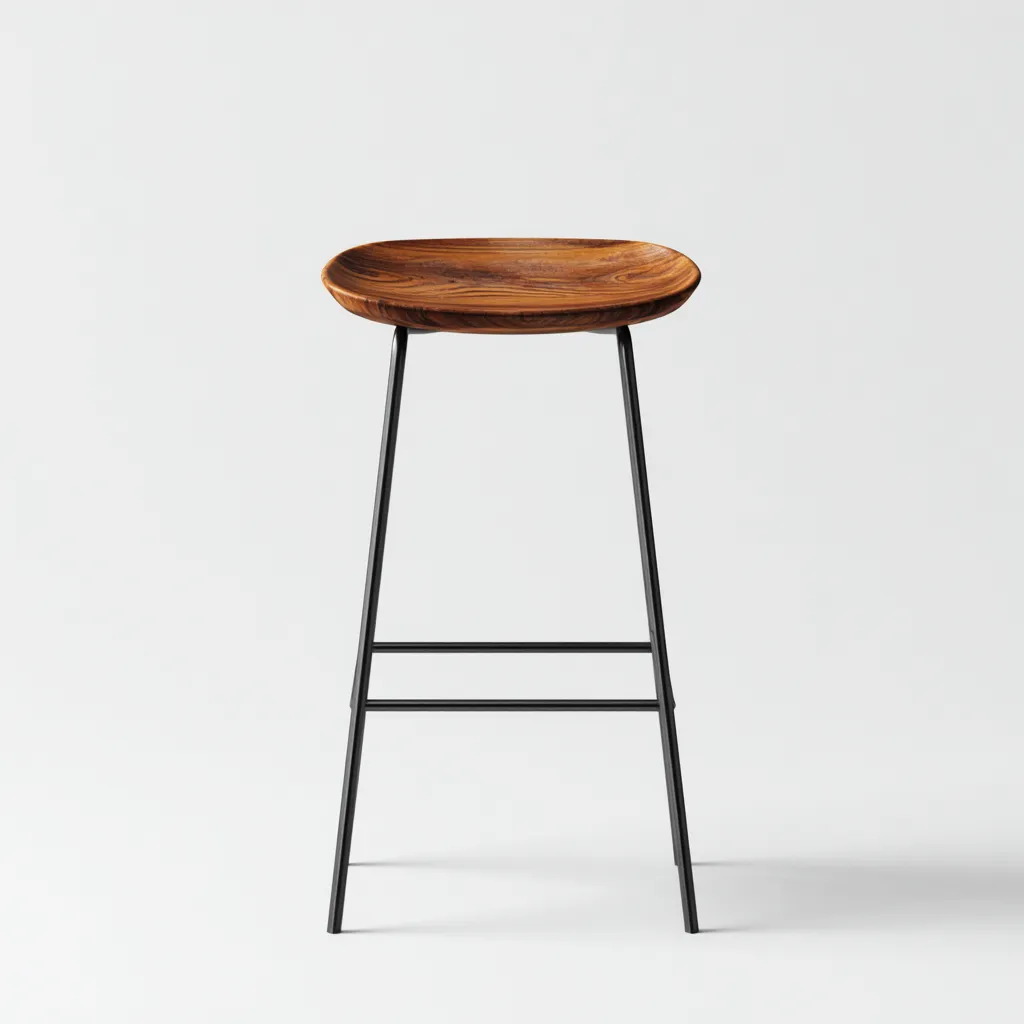 Tabouret en bois et métal 42x42x75 cm - noyer/noir - design moderne pour salon-Homelyio