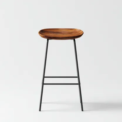 Tabouret en bois et métal 42x42x75 cm - noyer/noir - design moderne pour salon-Homelyio