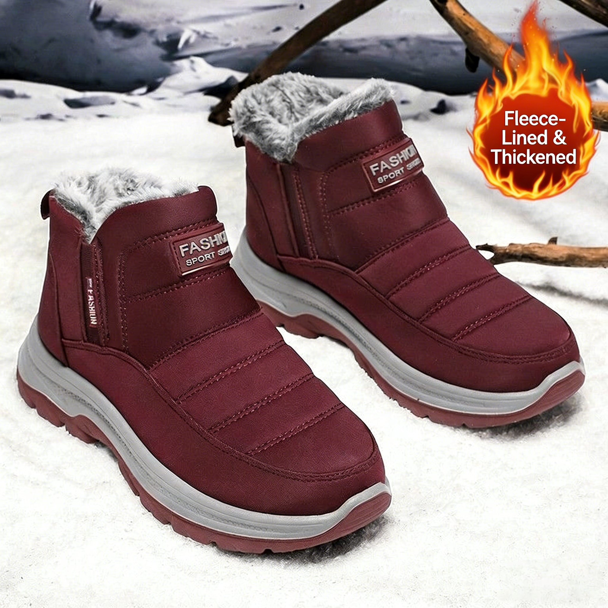 Cozy Fleece-Lined Winter Ankle Boots – Warm, Non-Slip & Easy to Slip On